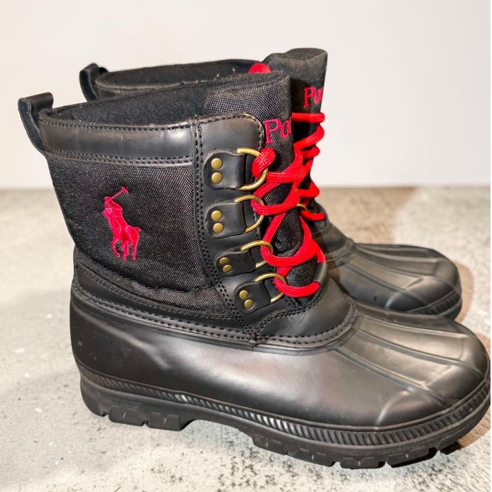 Polo Ralph Lauren Crestwick Big Pony Lace Up Winter Duck Hiking Rubber Boots 9D